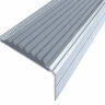 Самоклеющийся анодированный алюминиевый угол-порог Премиум 50 мм матовое серебро, цвет вставки серый 1 метр