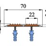 Самоклеющаяся анодированная полоса с двумя вставками против скольжения 70 мм/5,5 мм черный 1 метр