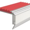 Самоклеющийся алюминиевый анодированный накладной угол-порог GlowStep-45 с светодиодной подсветкой 45 мм 2 метра матовое серебро, цвет вставки красный