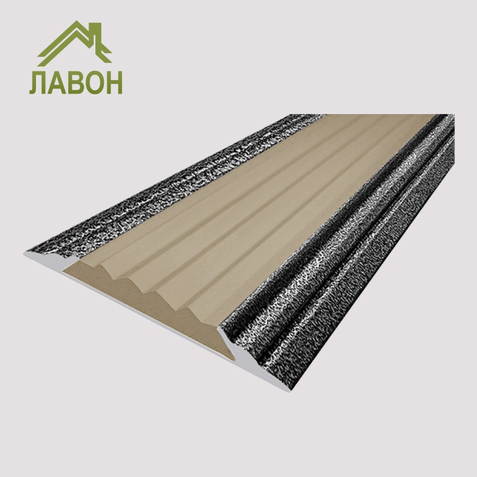 Алюминиевая окрашенная полоса 46 мм 2 метра "состаренное серебро", цвет вставки бежевый