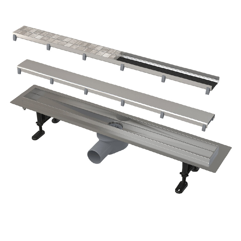 Лоток душевой Alcaplast APZ13-DOUBLE9 550 мм с решеткой DOUBLE (полная или под плитку) нерж.сталь