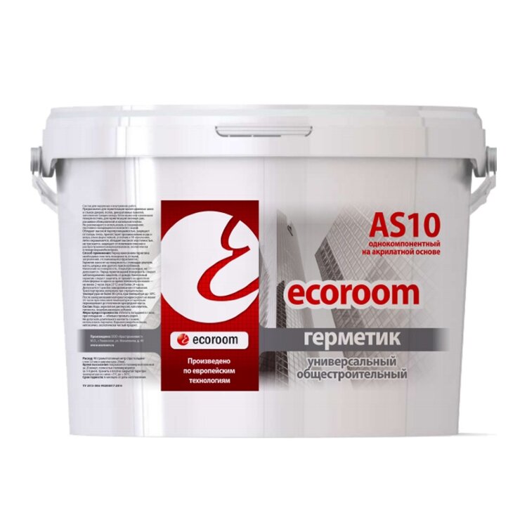 Герметик акриловый Ecoroom AS-10 общестроительный белый (7 кг)