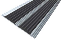 Алюминиевая окрашенная полоса с двумя вставками против скольжения 70 мм/5,5 мм глянцевый белый, цвет вставки черный 2 метра