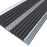 Алюминиевая окрашенная полоса с двумя вставками против скольжения 70 мм/5,5 мм глянцевый белый, цвет вставки черный 2 метра