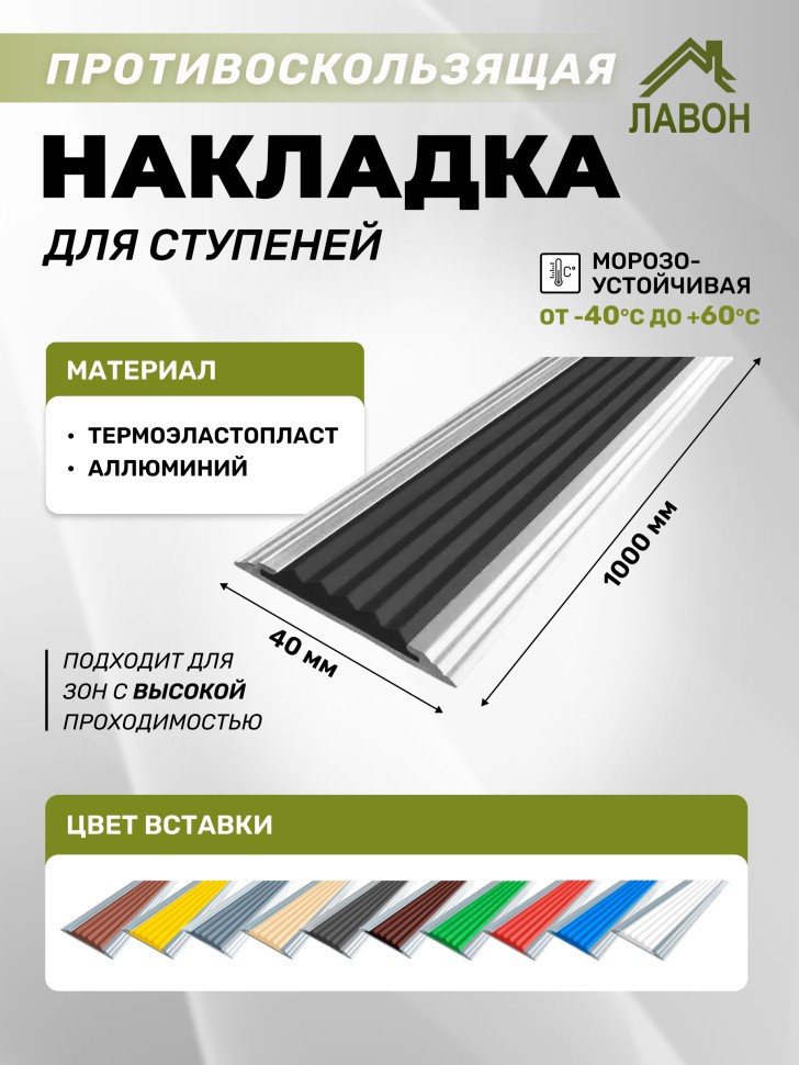 Противоскользящая полоса Стандарт 40 мм черная 1 метр