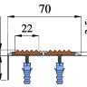 Анодированный угол-порог с двумя вставками против скольжения 70 мм/5,5 мм/22,5 мм матовый черный, цвет вставки синий 2 метра