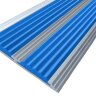 Алюминиевая окрашенная полоса с двумя вставками против скольжения 70 мм/5,5 мм глянцевый белый, цвет вставки синий 1 метр