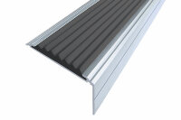 Анодированный алюминиевый угол-порог Премиум 50 мм матовое серебро, цвет вставки черный 1,5 метра