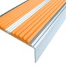 Алюминиевый окрашенный угол-порог с двумя вставками против скольжения 70 мм/5,5 мм/22,5 мм глянцевый черный цвет вставки оранжевый 1 метр