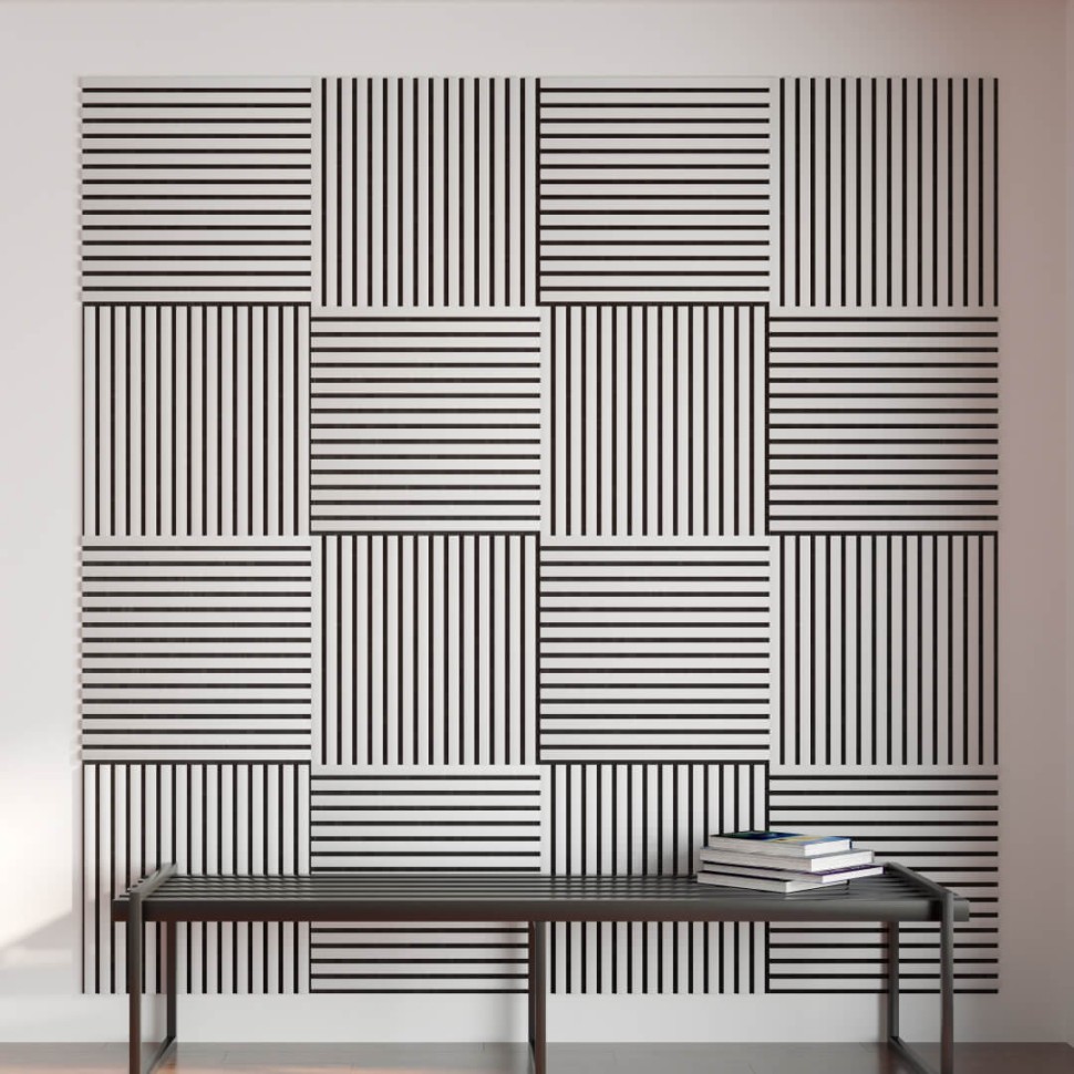 Панель МДФ Стеновая Акустическая Stella Trend Standart Белый 900х600х21 (1шт = 0,54м²)