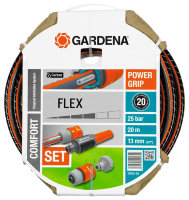Комплект Gardena : шланг Flex + фитинги + наконечник для полива