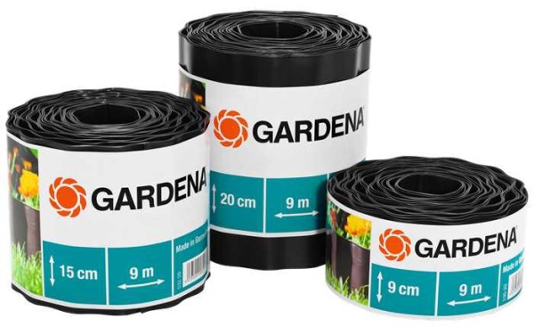 Бордюр черный Gardena 15 см, длина 9 м