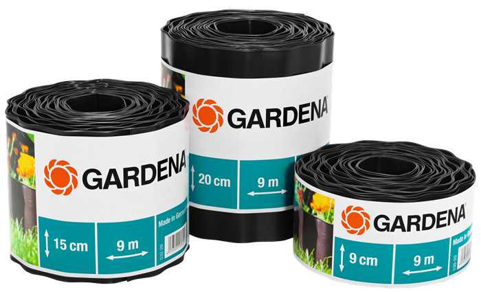 Бордюр черный Gardena 15 см, длина 9 м