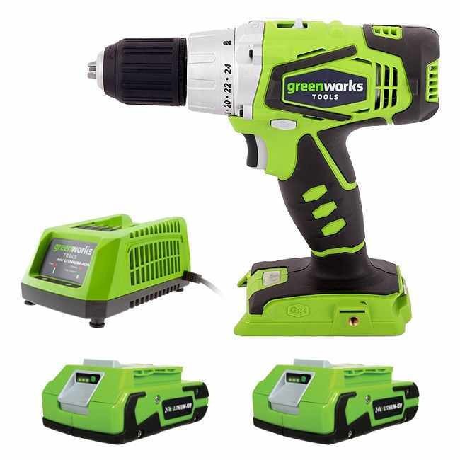 Дрель-шуруповерт аккумуляторная 24V GREENWORKS G24DDK2X