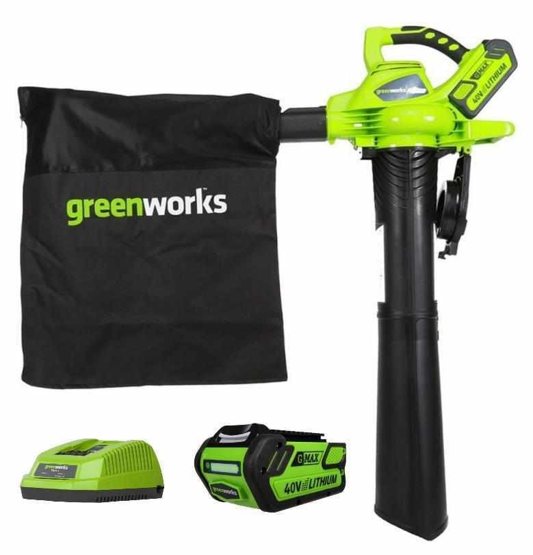 Воздуходув-пылесос аккумуляторный G-MAX 40V GREENWORKS GD40BVK4