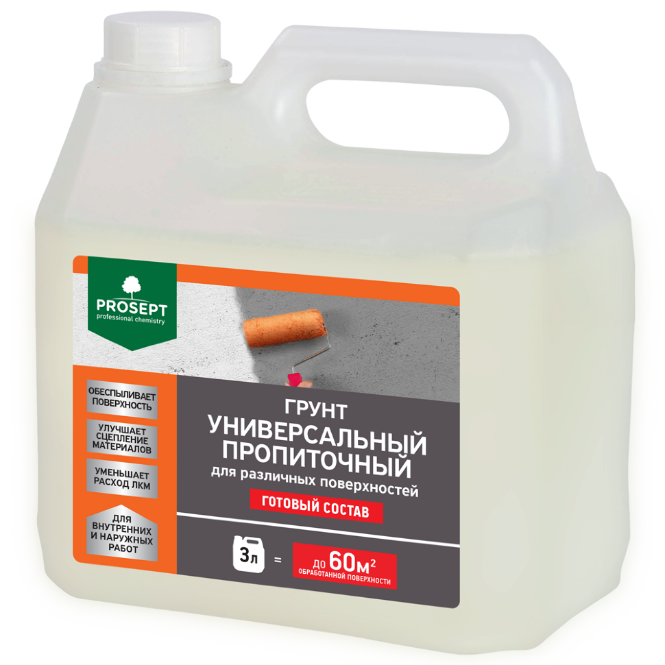 Грунт УНИВЕРСАЛЬНЫЙ, пропиточный /готовый состав/ 3 л (упак. 4 шт)