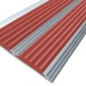Алюминиевая окрашенная полоса с двумя вставками против скольжения 70 мм/5,5 мм глянцевый белый, цвет вставки красный 1 метр