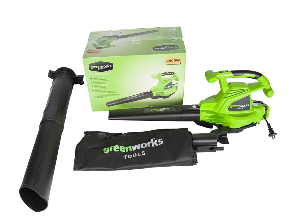 Воздуходув-пылесос садовый электрический GREENWORKS GBV2800