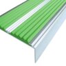 Алюминиевый окрашенный угол-порог с двумя вставками против скольжения 70 мм/5,5 мм/22,5 мм глянцевый белый, цвет вставки зеленый 1 метр