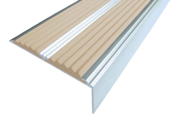 Противоскользящий угол-порог с двумя вставками 80 мм/6,8 мм бежевый 1,35 м