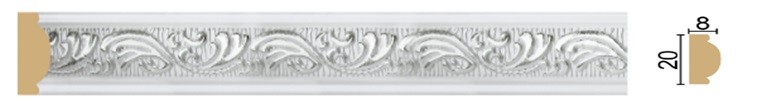 Багет Stella  Версаль Белый Серебро (1М2/1 Light) 2400 мм (упак. 40шт.)