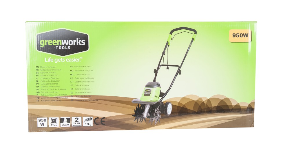 Культиватор электрический 950W GREENWORKS GTL9526