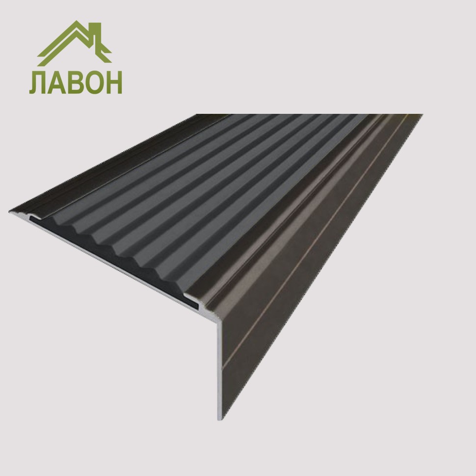 Анодированный алюминиевый угол-порог Премиум 50 мм матовый коньяк, цвет вставки серый 2 метра