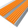 Алюминиевая окрашенная полоса с двумя вставками против скольжения 70 мм/5,5 мм глянцевый черный цвет вставки оранжевый 3 метра