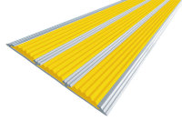 Противоскользящая полоса-порог с тремя вставками 100 мм/5,6 мм желтая 1 метр