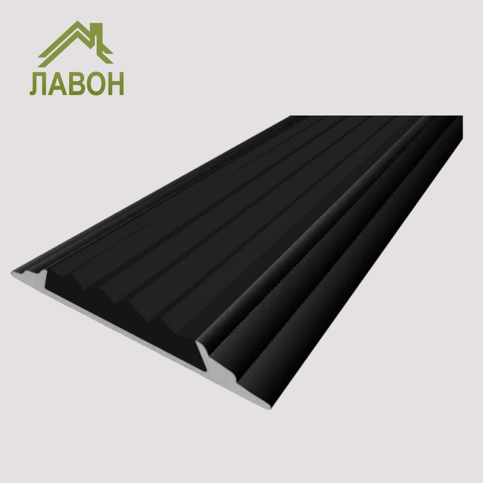 Алюминиевая окрашенная полоса 46 мм 1 метр черный глянец, цвет вставки черный