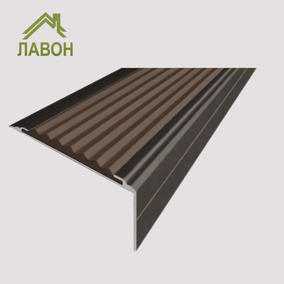 Анодированный алюминиевый угол-порог Премиум 50 мм матовый коньяк, цвет вставки коричневый 2 метра