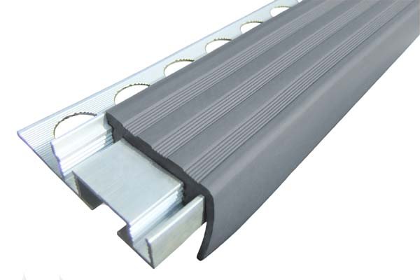 Алюминиевый закладной профиль ALPB 2,4 м серый