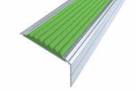 Анодированный алюминиевый угол-порог Премиум 50 мм матовое серебро, цвет вставки зеленый 2 метра