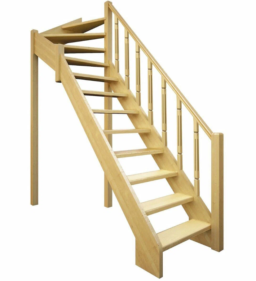 Лестница деревянная межэтажная поворотная универсальная ЛЕС-715