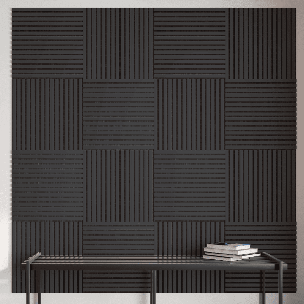 Панель МДФ Стеновая Акустическая Stella Comfort De Luxe Black Lead 600х600х9мм. (1шт = 0,36м²)