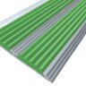 Алюминиевая окрашенная полоса с двумя вставками против скольжения 70 мм/5,5 мм глянцевый белый, цвет вставки зеленый 3 метра