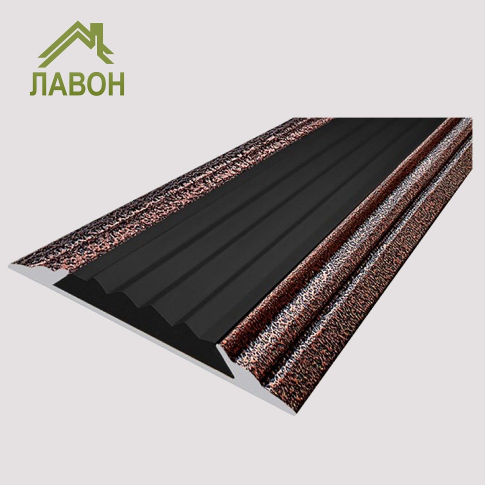 Алюминиевая окрашенная полоса 46 мм 3 метра "состаренная медь", цвет вставки черный