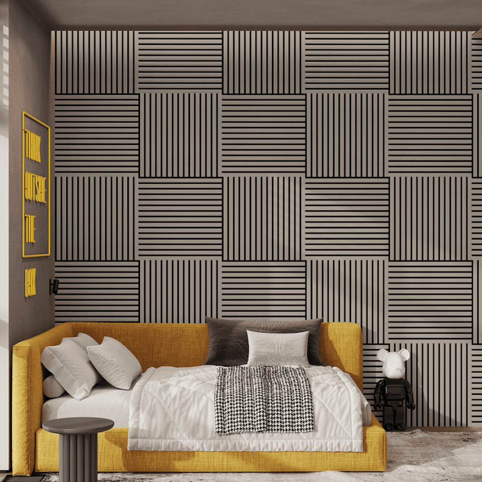 Панель МДФ Стеновая Акустическая Stella Comfort De Luxe Sandgrau 600х600х9мм. (1шт = 0,36м²)