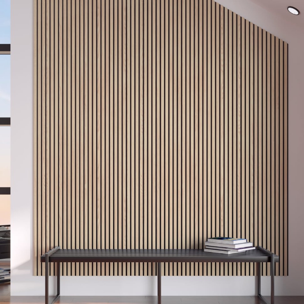 Панель МДФ Стеновая Акустическая Stella Comfort Light Дуб Снежный 2780х600х9мм (1шт = 1,668м²)