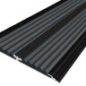 Алюминиевая окрашенная полоса с двумя вставками против скольжения 70 мм/5,5 мм глянцевый черный цвет вставки серый 2 метра