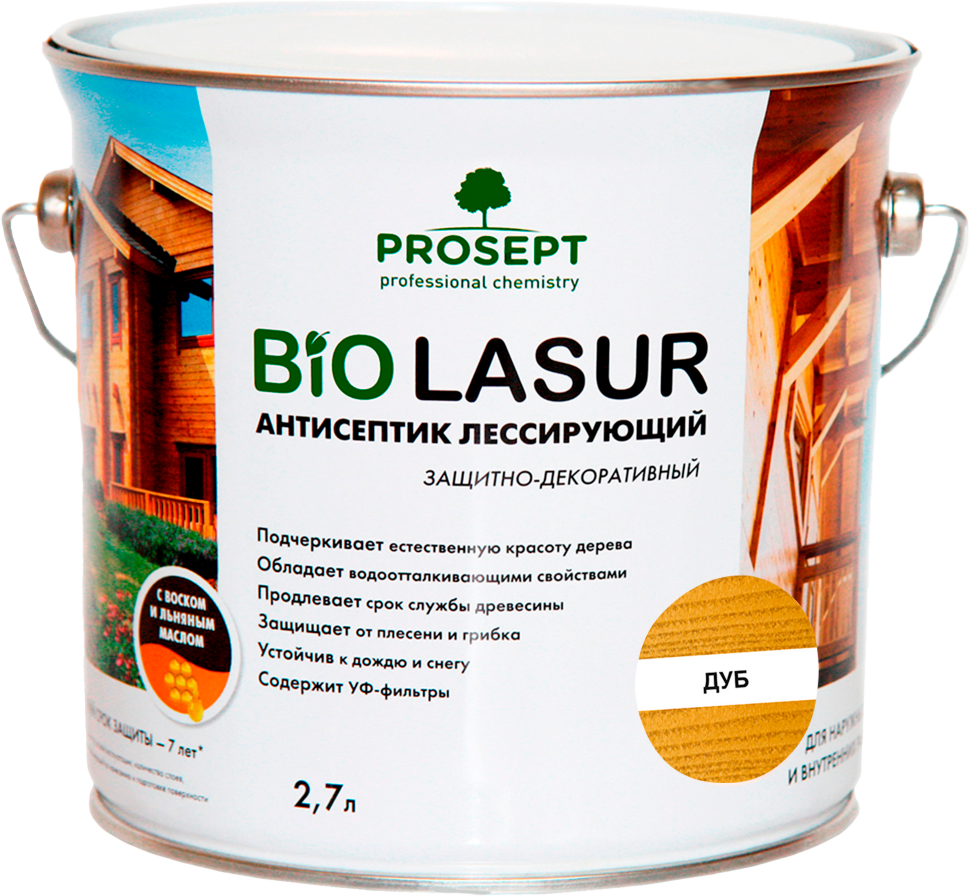 Антисептик лессирующий защитно-декоративный PROSEPT BiO LASUR / дуб /  2,7 л