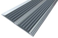 Алюминиевая окрашенная полоса с двумя вставками против скольжения 70 мм/5,5 мм глянцевый белый, цвет вставки серый 2 метра