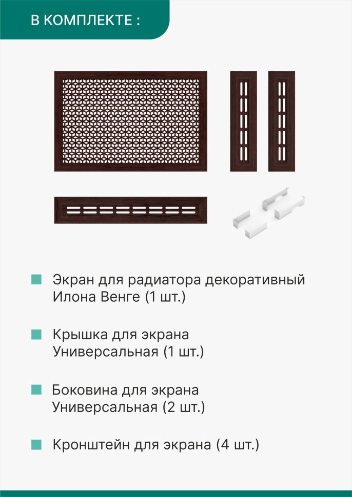 Короб для радиатора 3 в 1 (экран+крышка+боковины) Stella Илона Венге 90