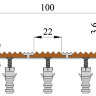 Противоскользящая полоса-порог с тремя вставками 100 мм/5,6 мм белая 1,33 метра