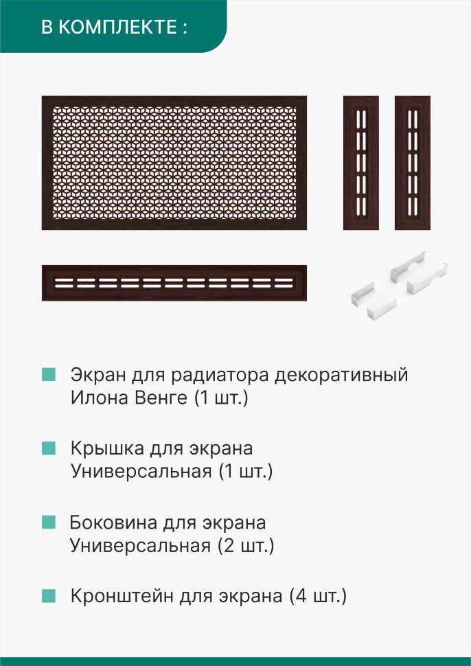 Короб для радиатора 3 в 1 (экран+крышка+боковины) Stella Илона Венге 120