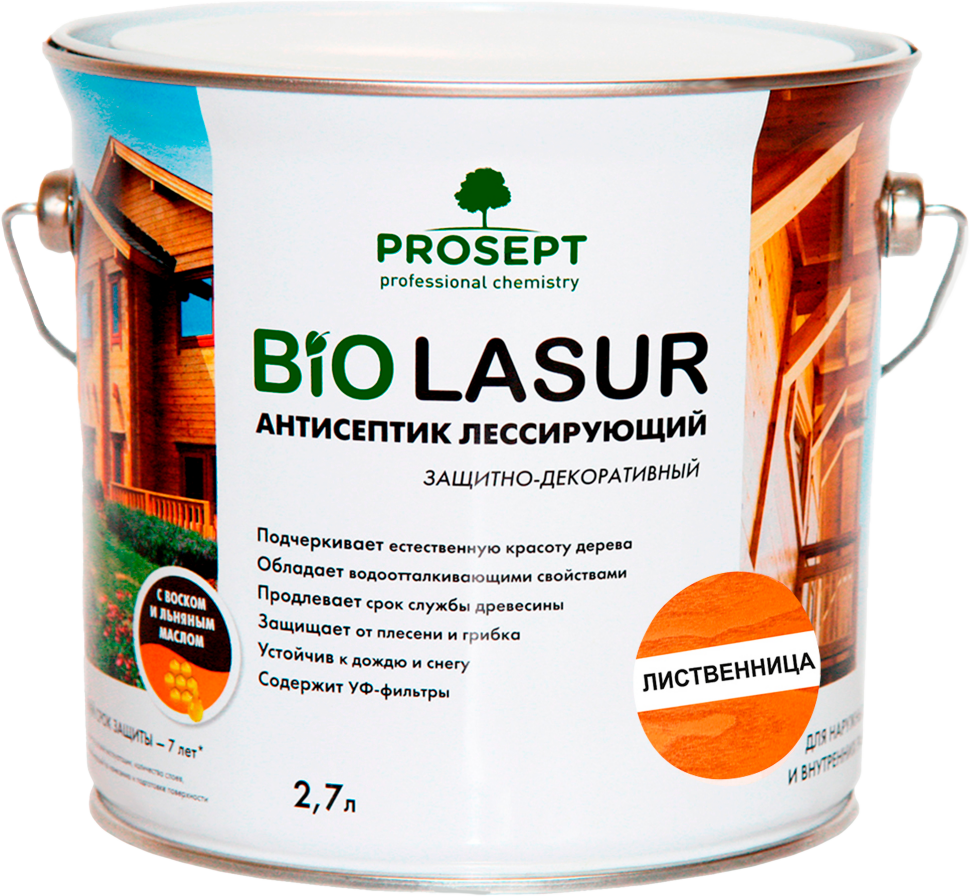 Антисептик лессирующий защитно-декоративный PROSEPT BiO LASUR / лиственница /  2,7 л