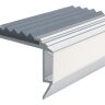 Алюминиевый анодированный накладной угол-порог GlowStep-45 с светодиодной подсветкой 45 мм 2 метра матовое серебро, цвет вставки серый