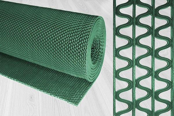 Противоскользящее покрытие Зиг-Заг Зеленое 1,2 х 2,5 м без подложки (сквозные ячейки), толщина 4,5мм