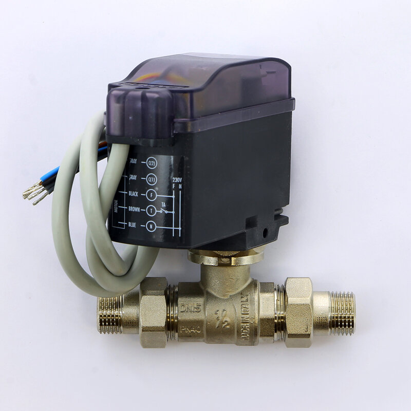 Кран шаровой с разъемными соединениями НН двухходовой MODULO COMPACT с сервоприводом EMMETI 1/2