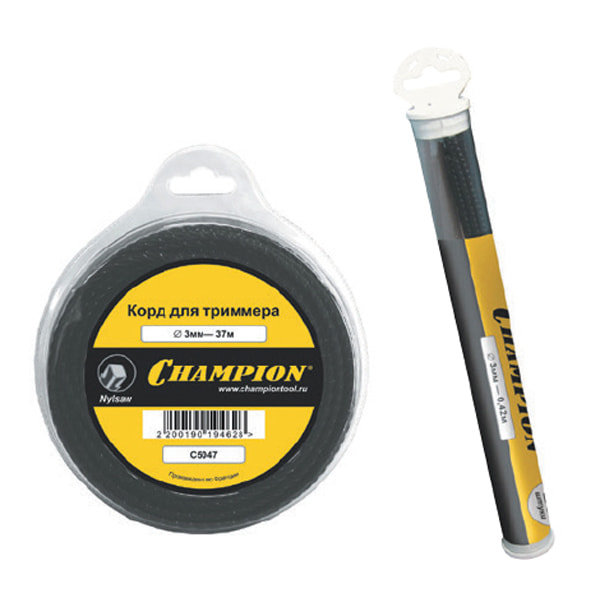 Корд триммерный Champion Nylsaw 3 мм х 37 м (черный зубчатый)